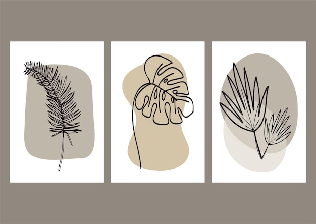 Free vector set of hand drawn minimal boho wall art designs