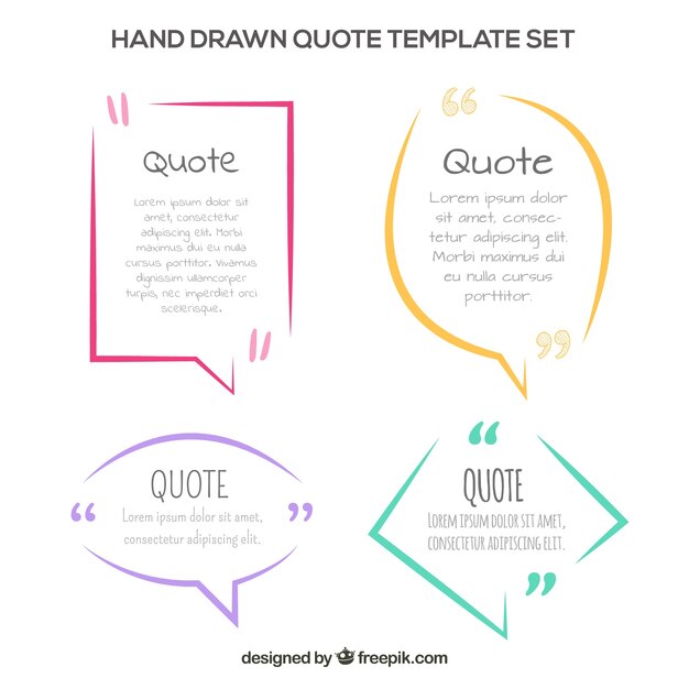 Set of hand drawn modern quote templates 