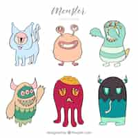 Free vector set of hand drawn monsters