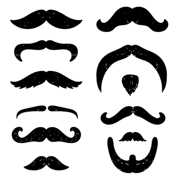 Sketch moustache collection Vector | Free Download