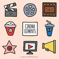 Free vector set of hand-drawn movie elements