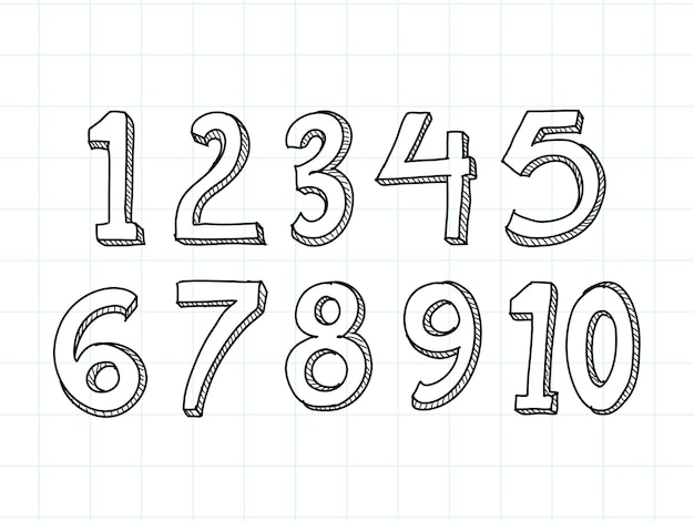 Free vector set of hand drawn numbers isolated on white background