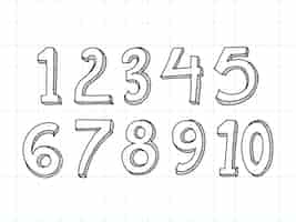 Free vector set of hand drawn numbers isolated on white background