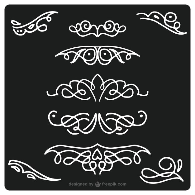 Set of hand drawn ornamental borders