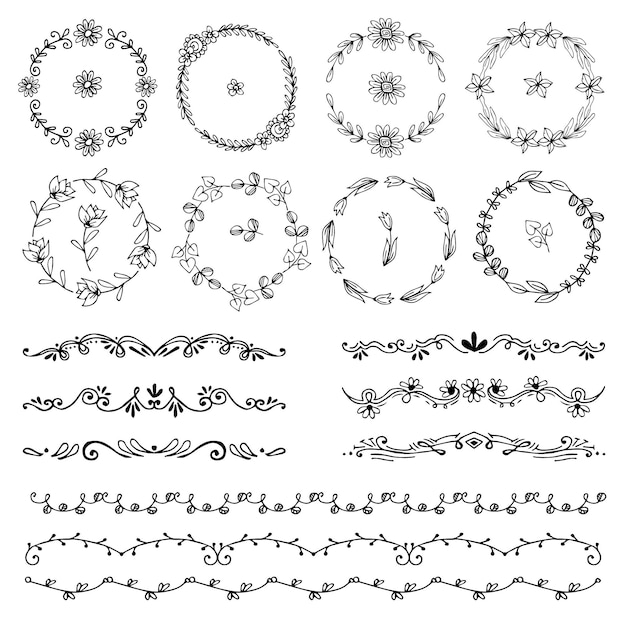 手描きの装飾的な要素のセット