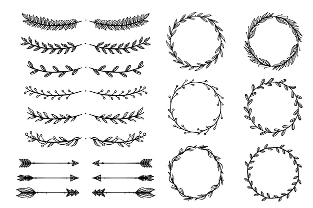 Набор рисованной декоративных элементов