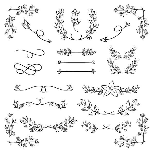 Free vector set of hand drawn ornamental elements