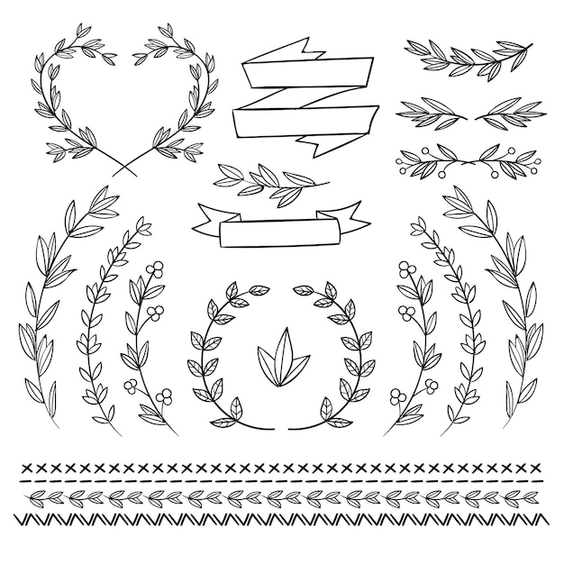 Free vector set of hand drawn ornamental elements