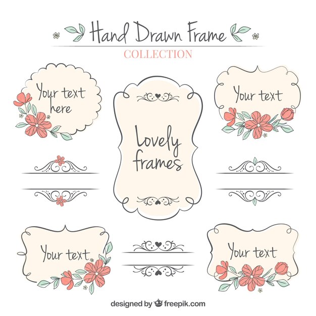Set of hand drawn ornamental frames 
