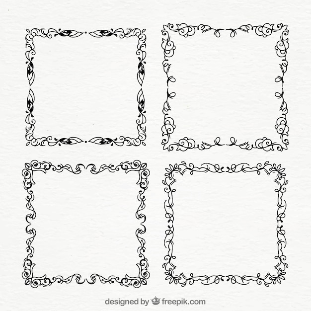 Free vector set of hand drawn ornamental frames