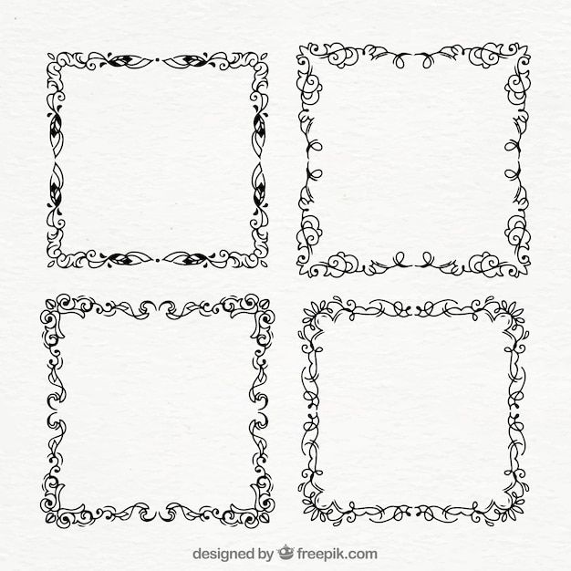 Set of hand drawn ornamental frames