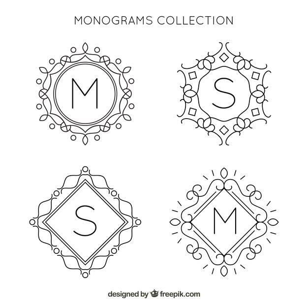 Set of hand drawn ornamental monogram