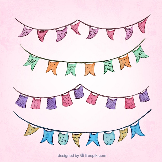 Free vector set of hand drawn pennants