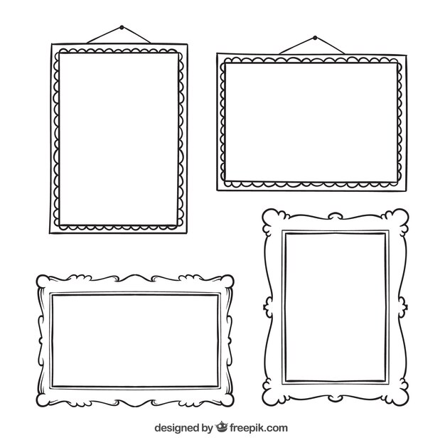 Set of hand drawn photo frames