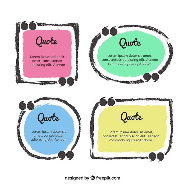 Free Vector set of hand drawn quotation frames