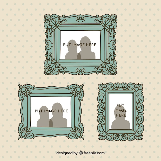 Free vector set of hand drawn retro frames on the wall