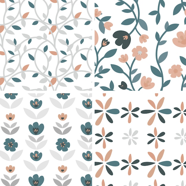 Free vector set of hand drawn roses and plants illustration