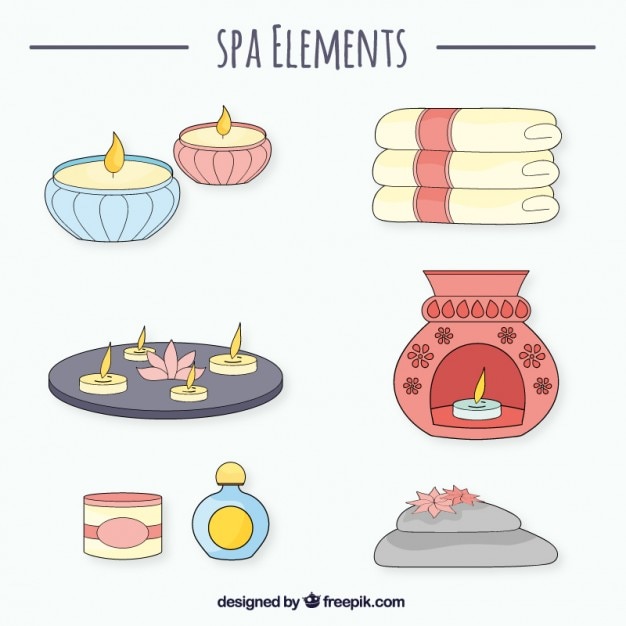 Free vector set of hand drawn spa objects