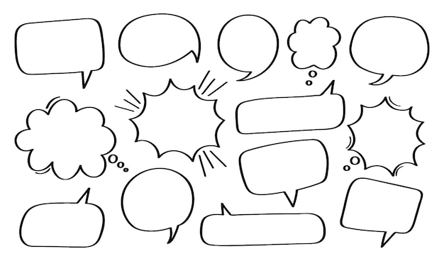 Set hand drawn speech bubble or chat bubble.