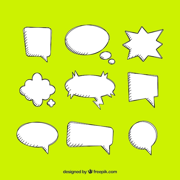 Set of hand drawn speech bubbles