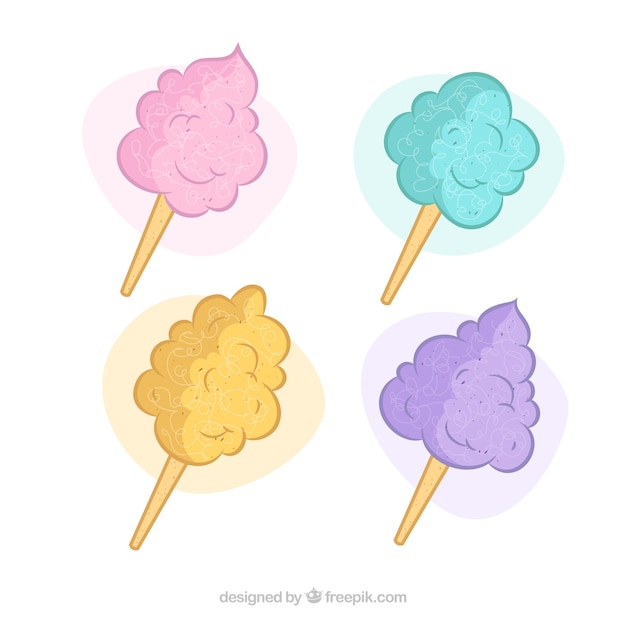 Free vector set of hand drawn sugar cottons