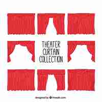 Free vector set of hand drawn theater curtains