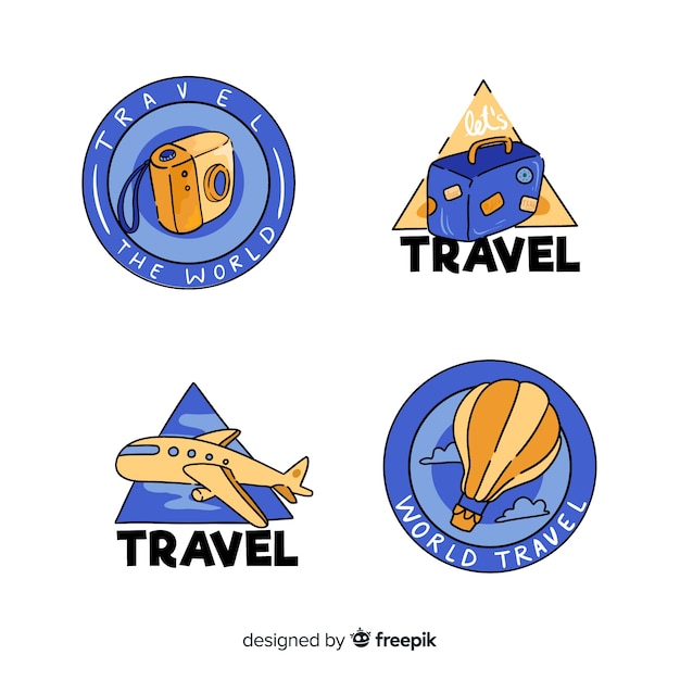 Free vector set of hand drawn travel label