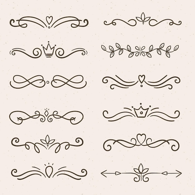 Free vector set hand drawn types of frame and dividers