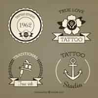 Free vector set of hand drawn vintage tattoos