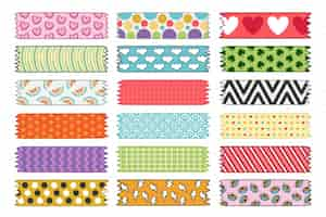 Free vector set of hand drawn washi tape set