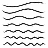 Vettore gratuito set di linee ondulate disegnate a mano