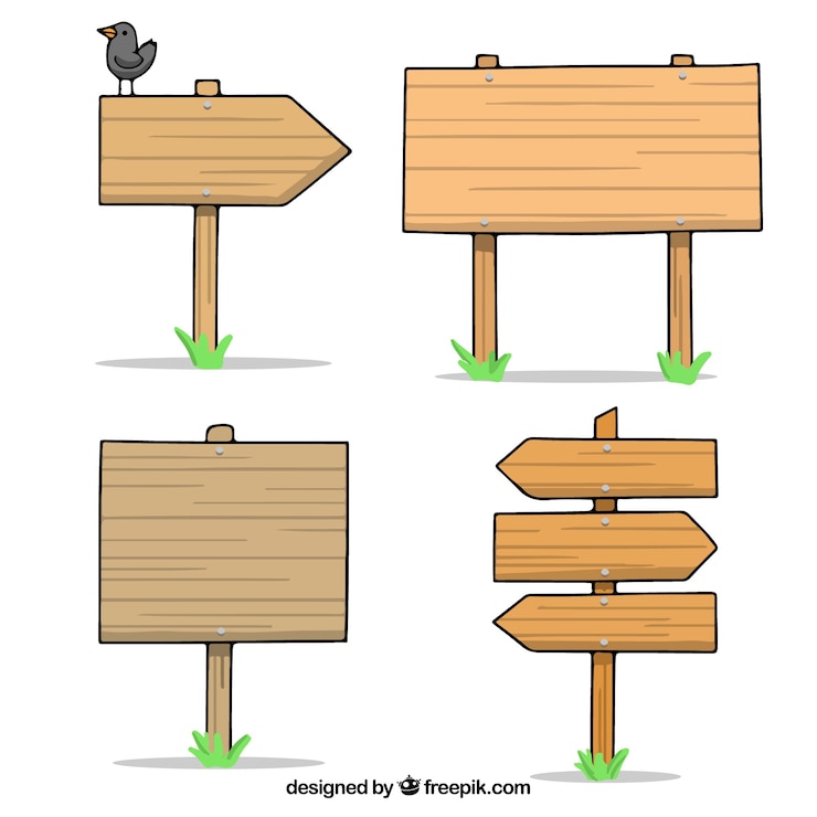Free Vector set of hand drawn wooden signs