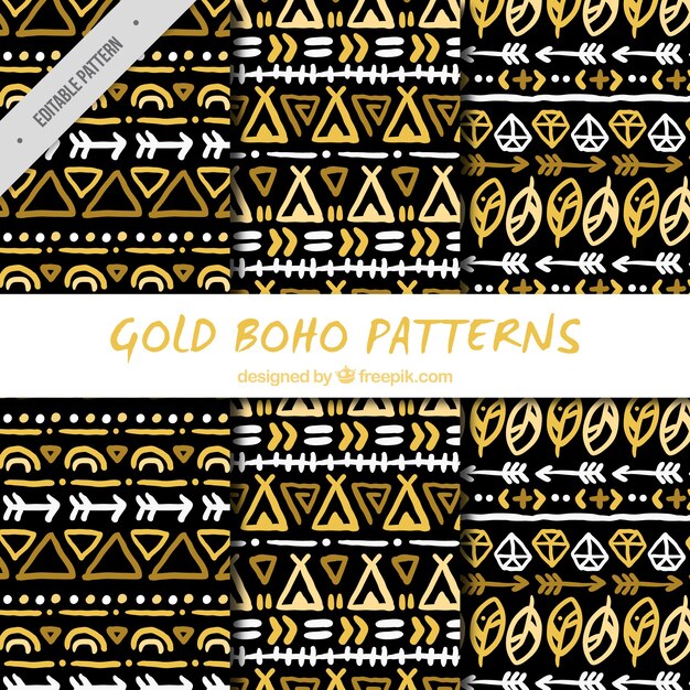 Set of hand painted boho patterns