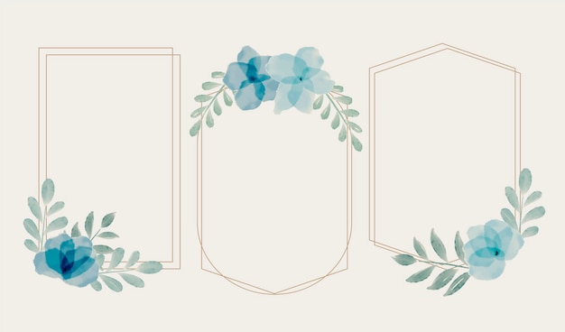 Set of hand painted watercolor floral frames