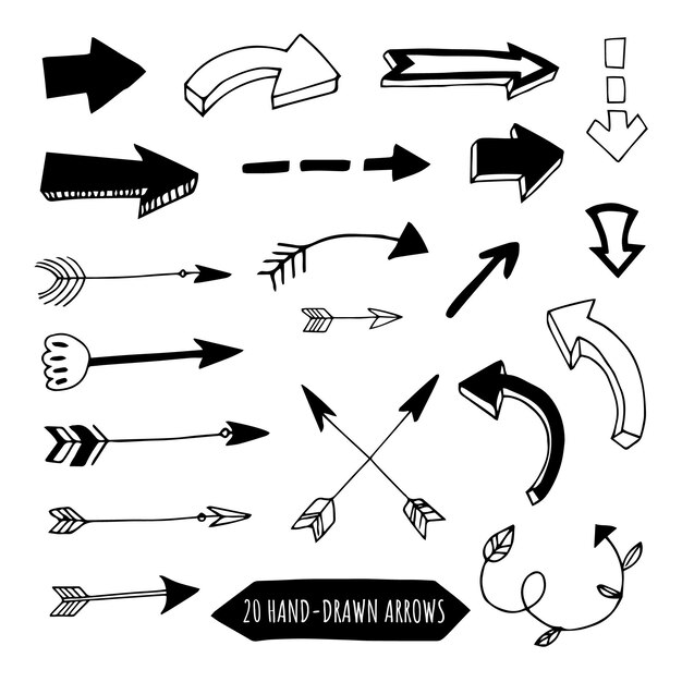 Set of handdrawn vector arrows