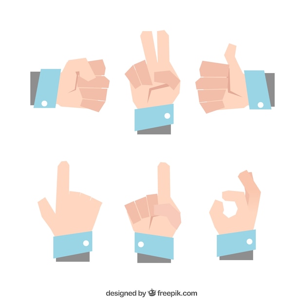 Free vector set of hands in flat design