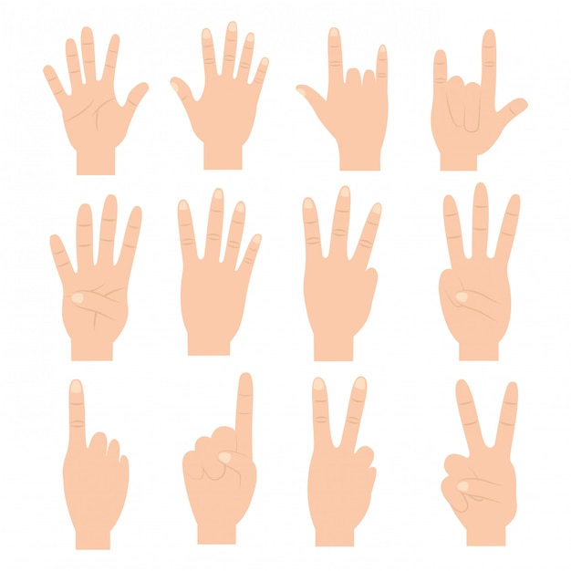 Набор рук с разными жестами