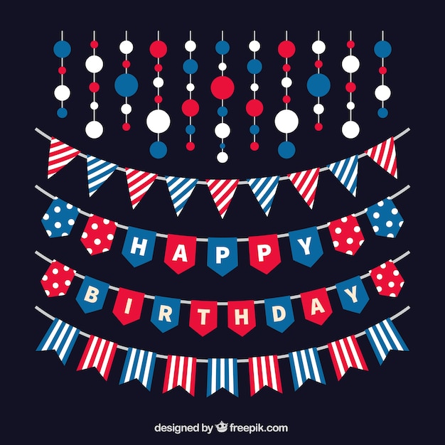 Free vector set of happy birthday garlands