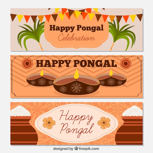 Set di felice bandiere pongal decorativi