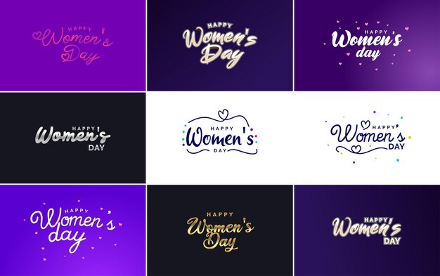 Set of happy international woman's day signs emblems and vector design elements including signs labels and badges collection suitable for use in a variety of designs