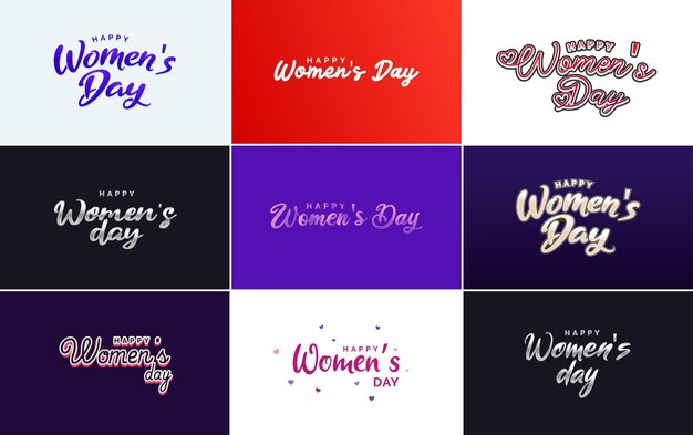 Set of Happy International Woman's Day signs emblems and vector design elements including signs labels and badges collection suitable for use in a variety of designs