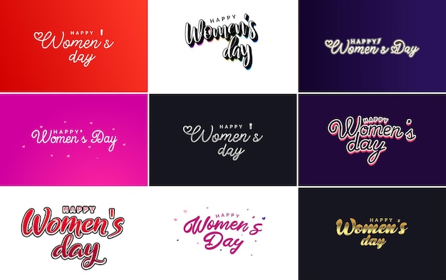 Free vector set of happy international woman's day signs emblems and vector design elements including signs labels and badges collection suitable for use in a variety of designs