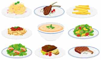 Free vector set of healthy dishes