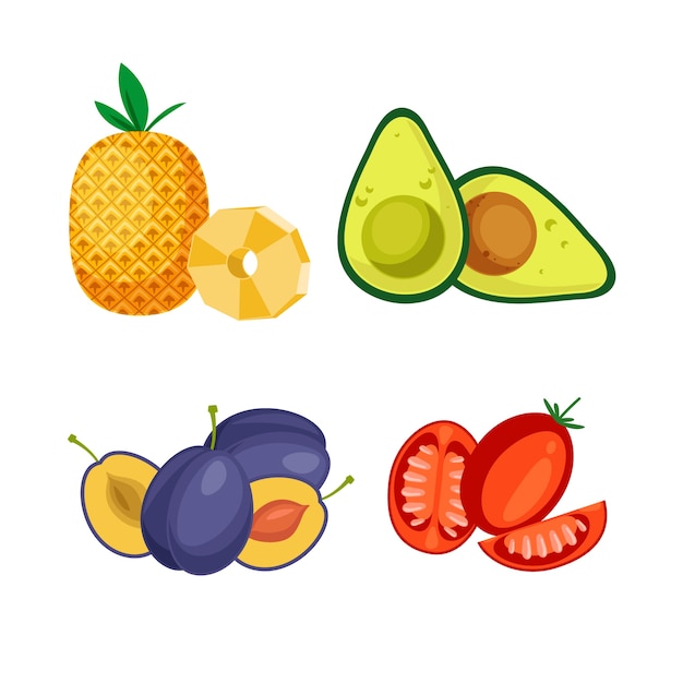 Free vector set of healthy foodstuff