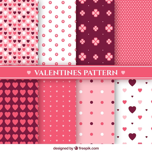 Set of hearts patterns for valentine