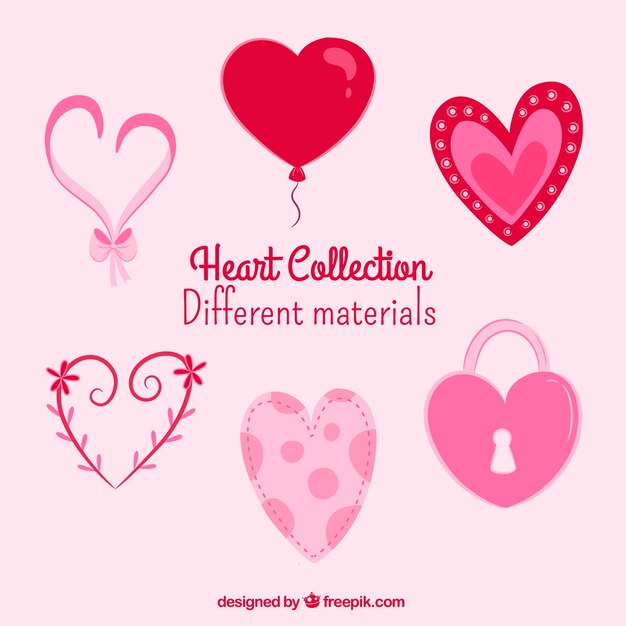 Set of hearts in retro style