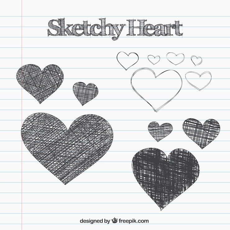Free Vector set of hearts sketches 