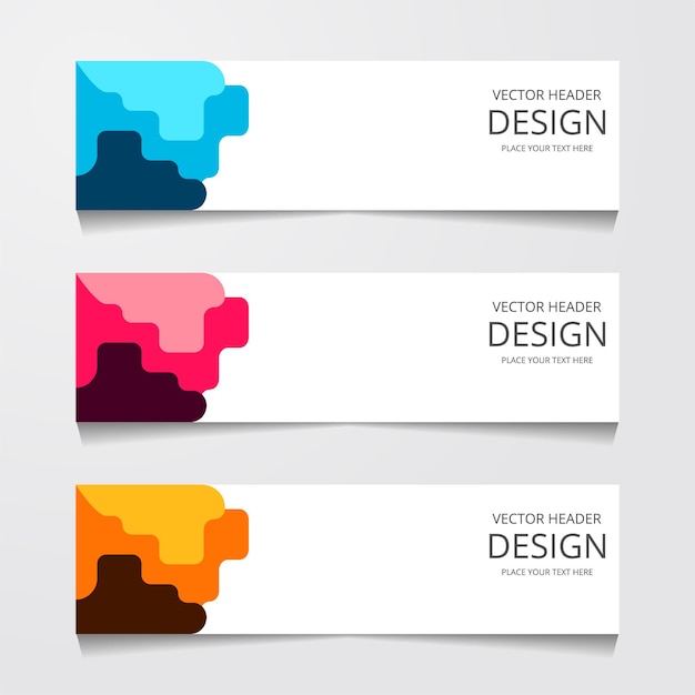 Vettore gratuito imposta banner web orizzontale con tre colori diversi stampa pubblicitaria di identità aziendale illustrazione vettoriale