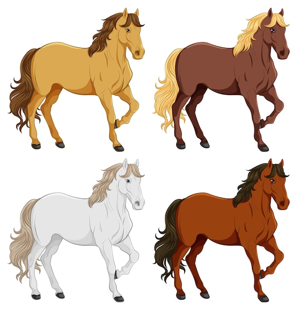 Free vector set of horse cartoon