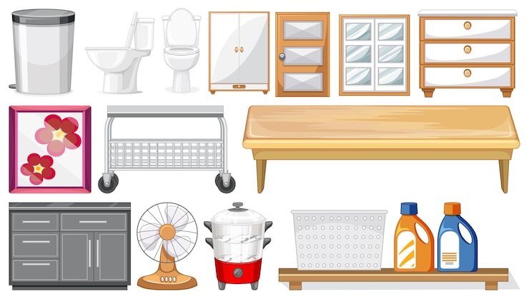 Free Vector set of household appliances